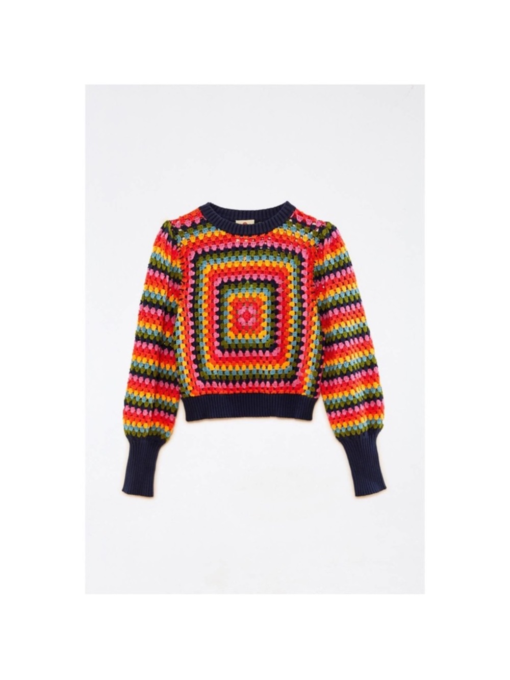 FARM Rio Multicolor Crochet Square Sweater - Picture 2 of 7